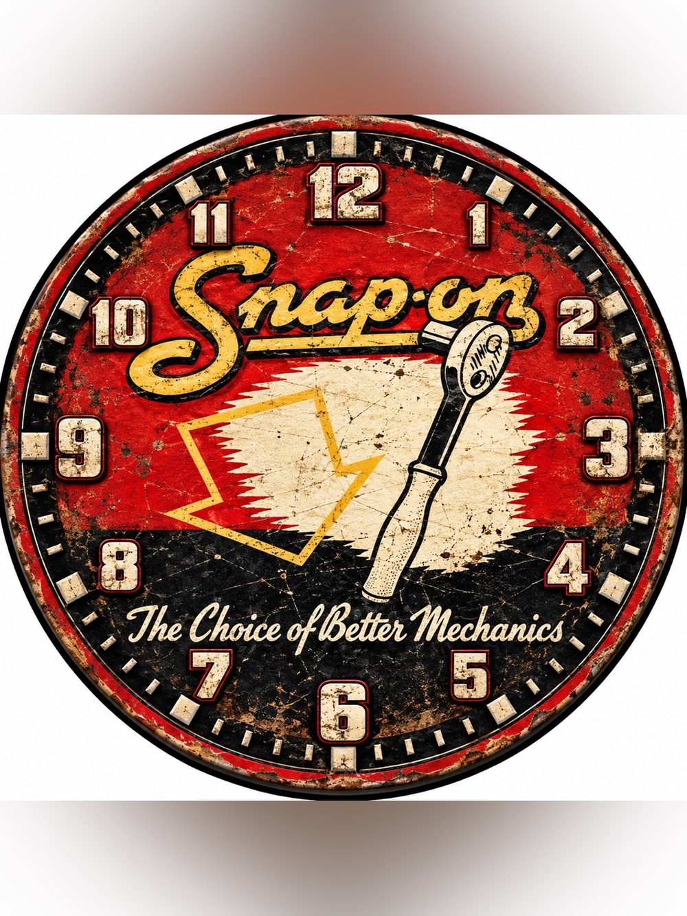 Snap Red, Black and Yellow Retro Wall Clock Sign